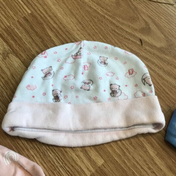 Adorable Baby Hats  Headbands Bundle Cotton 0-9M Lot - Picture 5 of 10
